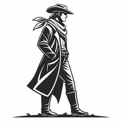 cow boy vector silhouette black design white background