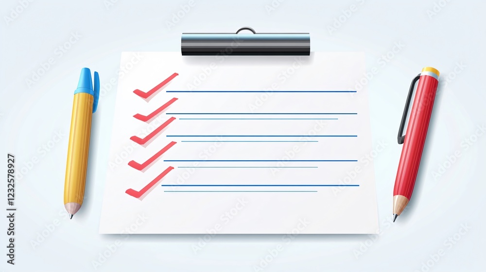 Wall mural digital check list web template for animated flat vector illustration