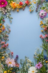 Flower Frame with Empty Canvas