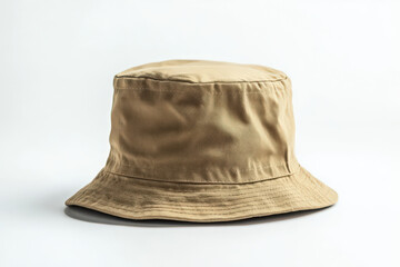 A beige bucket hat centered on a clean white background