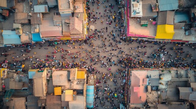 Delhi aerial shot of Chandni Chowk with its lively markets and historic charm