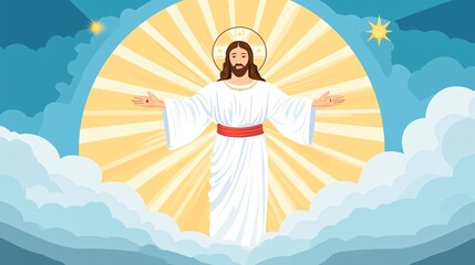 Divine child Jesus religious flat vector illustration for spiritual projects