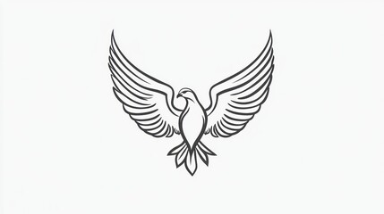 Obraz premium Majestic eagle soaring, wings spread wide, white background, freedom symbol, logo design