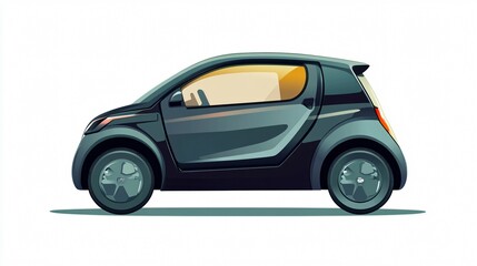 Fototapeta premium Efficient Electric Compact Car Flat Vector Illustration for Eco-Friendly and Sustainable Transportation Solutions