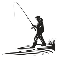 Obraz premium fisher vector silhouette black design white background