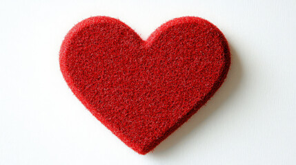 A bright red heart cutout centered on a spotless white background