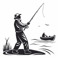 fisher vector silhouette black design white background