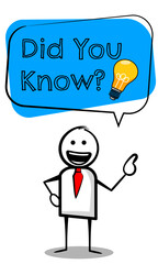 Stickman character point at a did you know announcement banner, Basic stick figure design character isolated on a white or transparent background