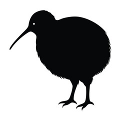Kiwi Silhouette Vector Art Illustration - Black Kiwi Fruit Artwork Design