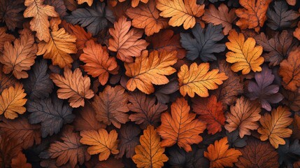 Fototapeta premium A collection of leaves showcasing various colors in a natural outdoor setting during autumn season