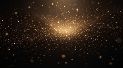 Fototapeta premium golden dust particles shimmering against a deep black background