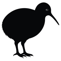 Kiwi Silhouette Vector Art Illustration - Black Kiwi Fruit Artwork Design