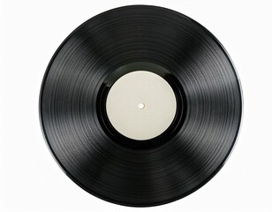 Obraz premium Top view of Vinyl record with bank label isolated Generated image
