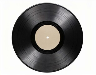 Obraz premium Top view of Vinyl record with bank label isolated Generated image