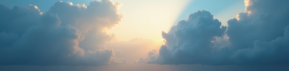 Fototapeta premium Cloudy sky with rays of light peeking through, heavens, eclipse