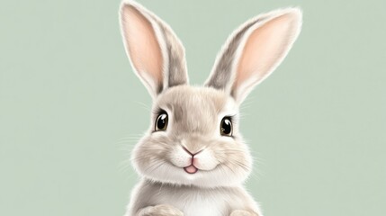 Obraz premium Cute bunny rabbit portrait, pastel background, Easter card