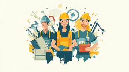 Obraz premium Celebrate Labor Day with Festive Poster Icon - Vector Illustration for Prints and Social Media Campaigns