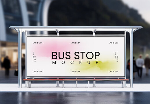 Bus Stop Sign Mockup Template