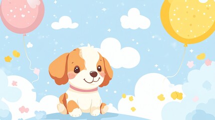Adorable Baby Shower Card with Cute Dog Illustration for Celebratory Events and Greeting Cards