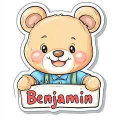 Cute sticker with the name "Benjamin" on a white background