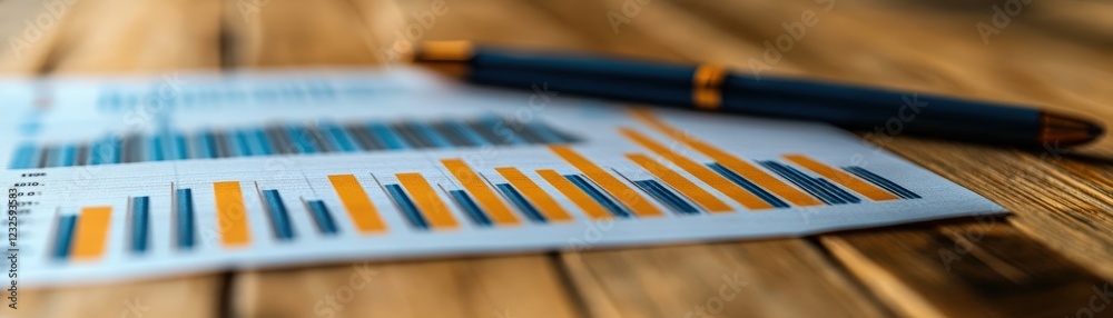Poster pen and paper with graphs and data visualization for business analysis and planning