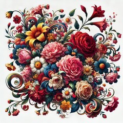 Fusion Floral Frenzy A kaleidoscope of flowers in a myriad of co