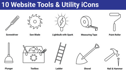 10 website Tools & Utility icons set