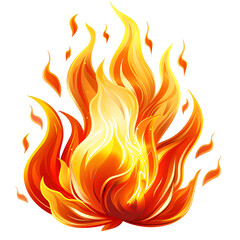 A fierce, high-intensity flame with sharp, jagged fire details and glowing tips, isolated on a withe background