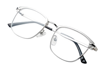 Modern stylish eyeglasses with silver frame and clear lenses displayed on a simple background for eyewear enthusiasts and fashion lovers