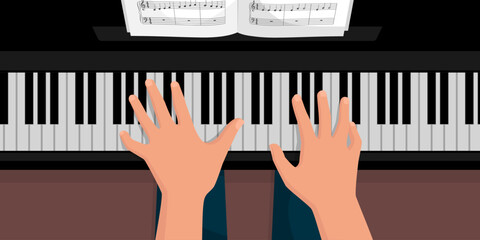 Musician playing the piano top view © elenabsl