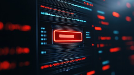 Abstract Technology Interface with Red Accents