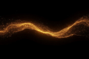 Fototapeta premium A long, curvy line of gold sparks. The image is of a glowing, shimmering line of gold