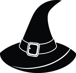 Witches hat with a glowing buckle silhouette illustration