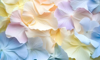 Pastel hydrangea petals background texture, floral design, spring