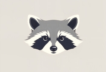 Stylized raccoon face illustration with a minimalist design on a neutral background