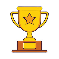 Golden trophy cup with a star vector illustration on a white background