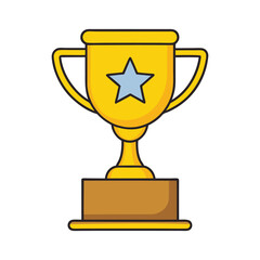 Golden trophy cup with a star vector illustration on a white background