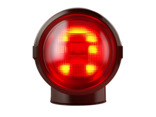 red traffic light isolated on white transparent background