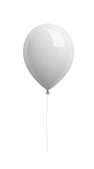  Classic white helium balloon with smooth glossy surface, symbolizing purity, elegance, minimalism, party decoration, isolated on transparent background.