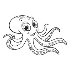 octopus  coloring page , coloring page for kids, animal coloring page, KDP, Animal Coloring Page For Kids, line art clipart, children, , animal, cartoon, vector, illustration , cartoon character