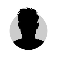 Vector flat illustration in black color. Icons of man and woman. Avatar, user profile, person icon, profile picture. Suitable for social media profiles, icons, screensavers and as a template.