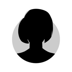Vector flat illustration in black color. Icons of man and woman. Avatar, user profile, person icon, profile picture. Suitable for social media profiles, icons, screensavers and as a template.