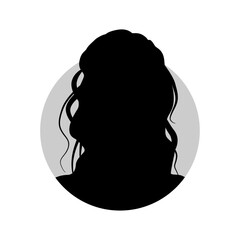 Vector flat illustration in black color. Icons of man and woman. Avatar, user profile, person icon, profile picture. Suitable for social media profiles, icons, screensavers and as a template.