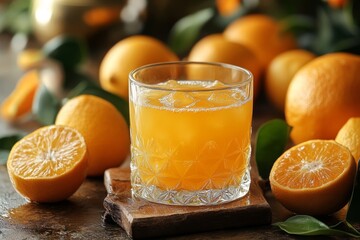 Sparkling yuzu juice in glass