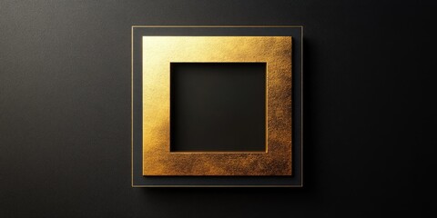 Gold Square Art Decoration on Black Wall
