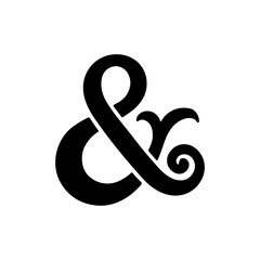Obraz premium Stylish vintage ampersand icon silhouette vector illustration design on white background.