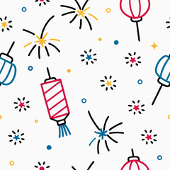 Festive Fireworks, Lanterns, Celebration Pattern