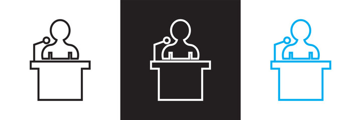 Influencer thin line icon set. Containing promotion, leadership, passion, marketing, etc.  isolated on white and black background. vector illustration. EPS 10