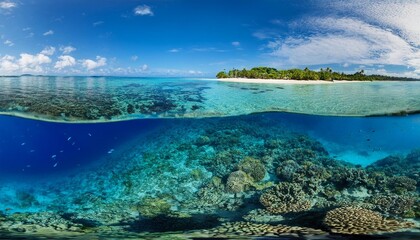Fototapeta premium tropical island with water Panorama Ocean 