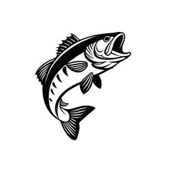 Fish silhouette vector art icon isolated on white, vector illustration